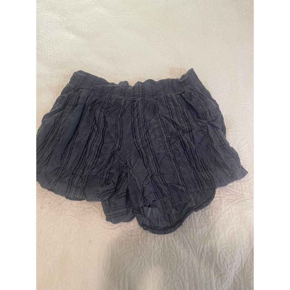 Three Dots Womens XL Navy‎ Blue Chevron Stripe Rayon Smocked Waist Pocket Shorts